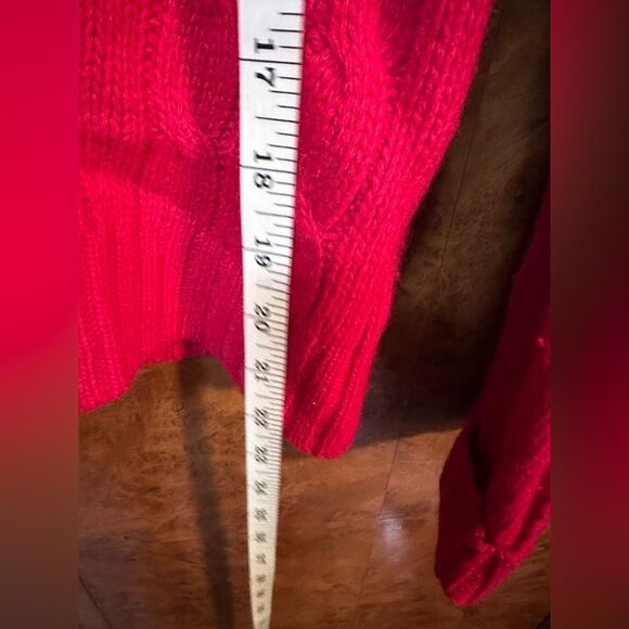 Charter Club - Red Cable Knit Turtleneck Sweater - Picture 3 of 5